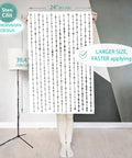 Person holding Dew Drops XL Wall Stencil 24 X 39.5 In for large geometric wall patterns, displaying size dimensions and modern design.