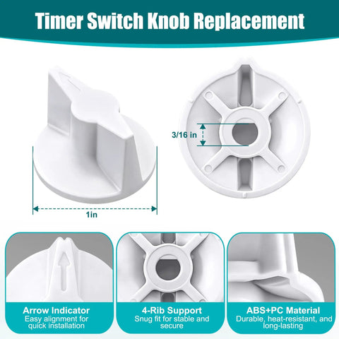 4 Pack Timer Knob Replacement For 146MT574 Compatible With FD Series Spring Wound Timers white durable ABS+PC
