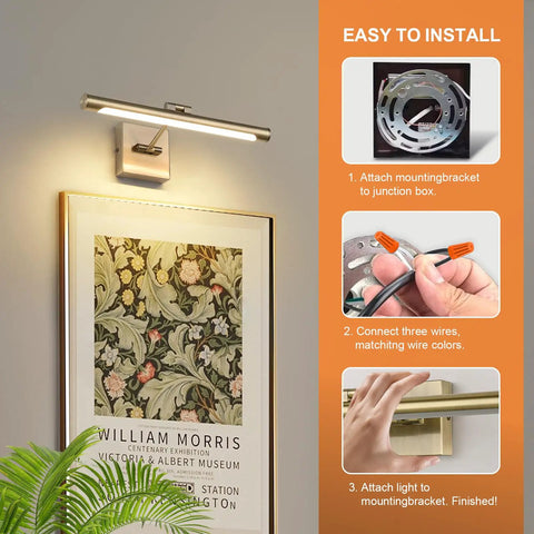LED Picture Light For Paintings Bronze Finish 16.5 Inch Swing Arm Wall Light 7W Gallery Hallway Lighting Over Pics Hardwired