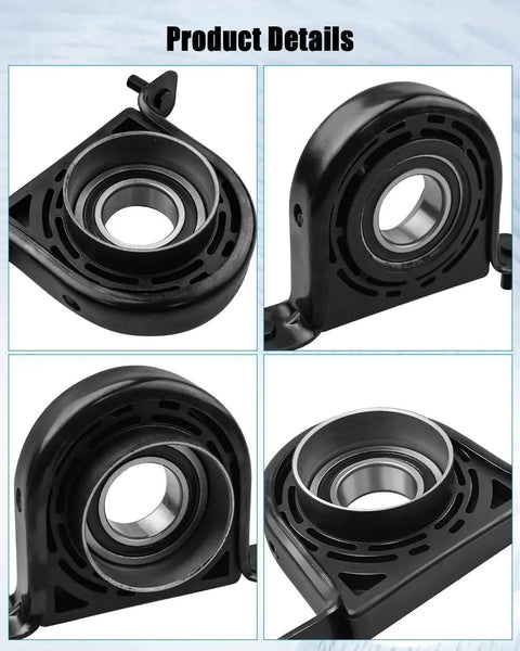 Center Driveshaft Center Support Bearing For Chevy Silverado And Avalanche Fits 2002 To 2010 Classic And Modern Models Heavy Duty Replacement With Easy Install Perfect For Silverado 1500 1500HD 2500 And Avalanche 2002 To 2010 black steel housing bearing shown from four angles