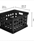 Durable Plastic File Crate With Ergonomic Handles For Letter And Legal Size Documents, Space Saving Modular Stackable Storage Bin, Black Compact Organizer