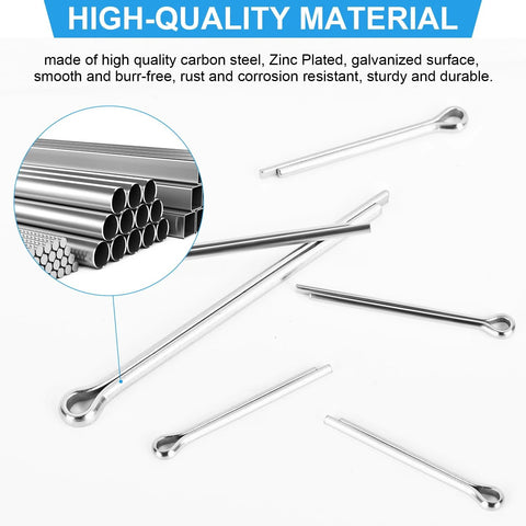 180 Piece Premium 304 Stainless Steel Cotter Pin Set With Six Size Assortment Heavy Duty Pins for Automotive Machinery Lawn Mowers