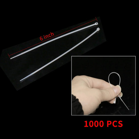 1000 Pcs Self Locking Zip Ties 6 Inch Nylon Cable Ties White Heavy Duty All Weather Indoor Outdoor Use DIY Ready For Home Office Garage Workshop Projects And Cable Management