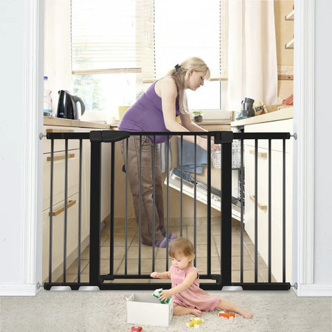 Extra Wide Baby Gate For Stairs And Doorways From 29.93 To 51.5 Inches Auto Close Safe Gate For Kids And Pets in kitchen