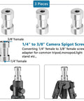 Camera Tripod Adapter Stash Includes 26 Piece Threading Screws One Quarter To Three Eighth Hot Shoe Converter Quick Release Brass Hardware Rig Ready No Sweat Game Changing, showing 3 camera spigot screws.