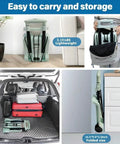 100 Lbs Capacity Foldable Cart With Wheels Lightweight Folding Utility Cart Portable shown folded in car and home storage
