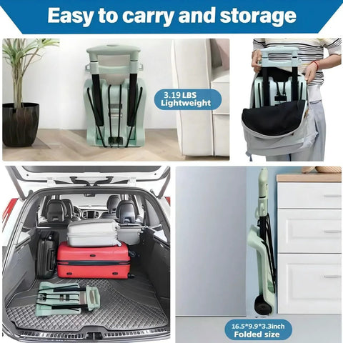 100 Lbs Capacity Foldable Cart With Wheels Lightweight Folding Utility Cart Portable shown folded in car and home storage