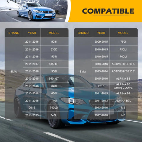 Compatibility chart for OEM Grade Heater Control Valve Water Flow Regulator Fits BMW F01 F02 F10 5 7 Series.