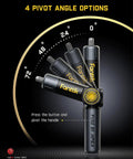 Top Shelf Electric Screwdriver With Pivoting Handle And Crisp Digital Torque Display Featuring Eight Precise Settings For Laptop Repair And Diy Tasks That Deliver Knockout Precision Every Time showing 4 pivot angle options.