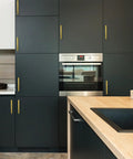 Modern kitchen with 30 Pack Seven And A Half Inch Square Cabinet Handles Brushed Brass Drawer Pulls