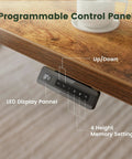 Programmable control panel on 55 By 28 Inch Roomy Electric Standing Desk With A 28 Inch Deep Desktop Sit Stand Home Office Workspace Four Preset Heights Height Adjustable Frame Rustic Brown