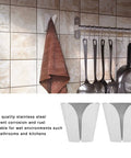 Stainless Steel V Type Towel Hook With Strong Adhesive No Drill Wall Mount For Kitchen And Bathroom Scratch Resistant Easy Removal Hanger For Towels And Rags