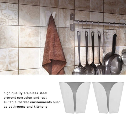 Stainless Steel V Type Towel Hook With Strong Adhesive No Drill Wall Mount For Kitchen And Bathroom Scratch Resistant Easy Removal Hanger For Towels And Rags