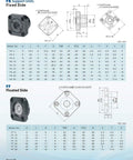 Diagram and specs for FK8 FF8 end bearing blocks from the 10Mm Lead Ball Screw Kit With 1260Mm Length Nut Included FK8 FF8 End Bearing Blocks Locknuts Circlips Flexible Coupling For CNC Machines 4Mm Pitch No Stick Slip Ready To Roll.