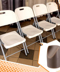 Twelve Pack Beige Folding Chair Leg Caps Seven Eighths Inch V Tip Stabilizer Feet Non Marring Floor Protectors on metal folding chairs.