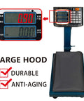 Digital weight scale with large hood showing display, promoting durability and anti-aging features.