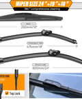 24 Inch And 19 Inch Windshield Wiper Blades Replacement For Honda CRV 2023 2024 2025 with 10 Inch Rear Wiper Blade Pack Of 3
