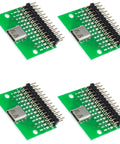 USB 3.1 Type C 24 Pin Breakout PCB Board 4 Piece Set Dope For Prototyping And DIY Power Supply Breadboard Projects With Labeled Pins