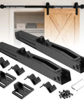 Soft Close Barn Door Mechanism Set With Hole Free No Drill Installation For Doors Up To 132 Lbs Includes Spring Buffer Damper And Adjustable Stoppers 2 Pack With S Hook Mounting And Hex Wrench For Smooth Quiet Sliding Door Hardware