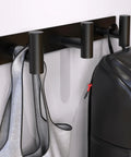 Heavy Duty Stainless Steel Wall Mounted Coat Rack With 3 Hooks Built To Last In Black Finish holding bags and a backpack