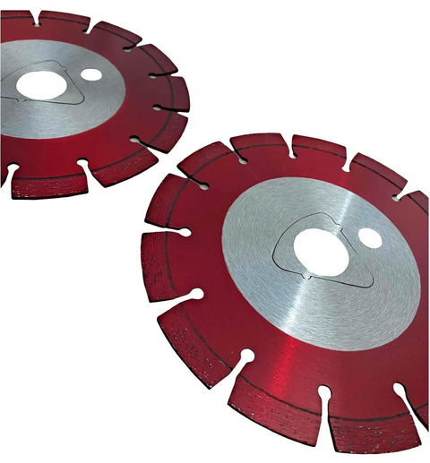 Two red 6 Inch Early Entry Green Concrete Diamond Blade 2 Pack For Green Concrete Cutting A Real Workhorse Fits Husqvarna And More