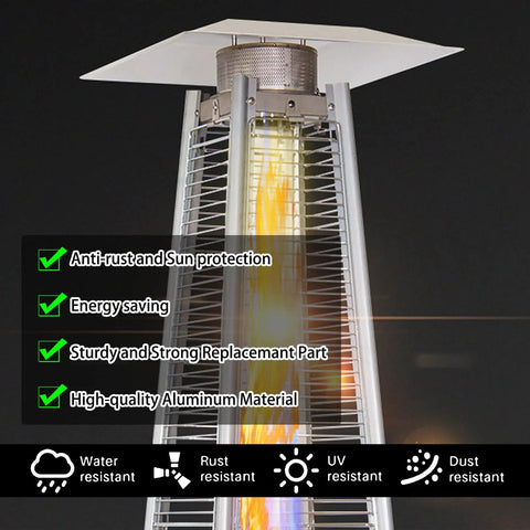 Outdoor Patio Heater Heat Shield Square Aluminum Reflector For 4-Sided Glass Tube Heaters Replacement Top Cover