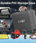 Pro Grade Vacuum Pump And Gauge Set with 4 Way Aluminum Manifold Leak Detector and PVC Storage Case for AC Maintenance