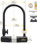 Beefy Bike U Lock With 14mm Shackle And 10mm By 1.8m Cable With Mounting Bracket For Road Mountain Electric And Folding Bikes Sold Secure Bronze Certified, 14mm shackle dimensions