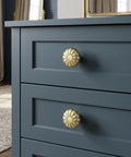 Unlacquered Brass Cabinet Knobs One And One Quarter Inch 2 Pack Living Finish Flower Hardware For Drawers Dressers Vanities Closets Old School Vintage Vibe Hardware That Develops Character on blue dresser