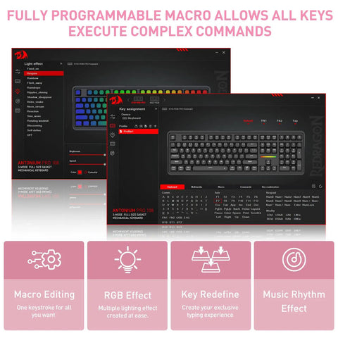 Beast Mode Full Size Gaming Keyboard With Real Gasket Mount And Dope Rgb Backlighting software interface showcasing macro settings.