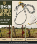 Heavy Duty Fence Post Puller Kit For T Posts And 4x4 Wood Posts With 10000 Lbs Cable Pro Farm Jack Extractor shown in use