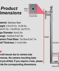 Built Tough Heavy Duty Stainless Steel Security Camera Poles And Outdoor Surveillance Posts For Bullet Dome And Wall Mounted Cams Featuring Rust Proof Design And Flexible Heights For Serious Warehouse Protection, showing product dimensions and specifications.