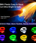 Close-up of Starlight Headliner Kit With 400pcs Fiber Optic RGBW Star Lights For Car Roof Ceiling flexible optic fibers illuminated.
