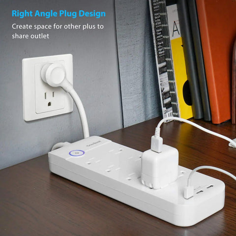 Power Strip Surge Protector With Eight Outlets And Three USB Ports For Fast Charging, 6ft Flat Plug Extension Cord in use