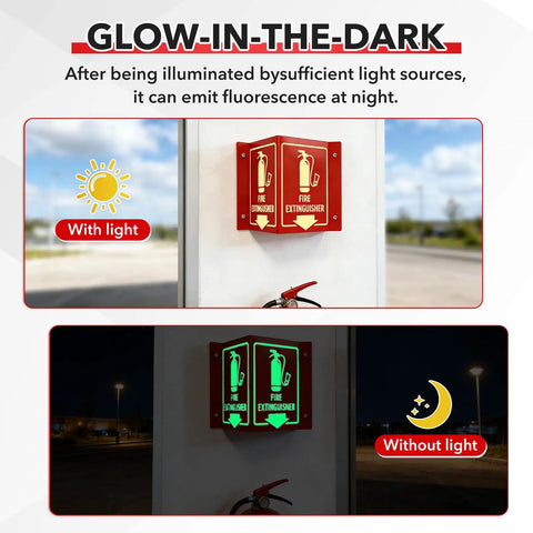 Rock Solid And Straight Up Safe Glow In The Dark Fire Extinguisher Signs 8 Pack Two Sided Wall Mounted Safety Markers With Dead Simple Screw Mounting Hardware For Homes Offices And Warehouses