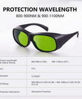 Heavy-Duty Laser Safety Goggles Crafted With Badass OD 6 Plus Eye Shielding Across 808 To 1064 NM Bands For Diode And Nd Yag Systems shown at angle with tinted lenses.