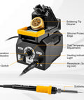 Upgraded Soldering Station Kit With Rapid Heating, ESD Safe Design, Five Replaceable Tips, And 63.5oz Rugged Build for precise electronics work