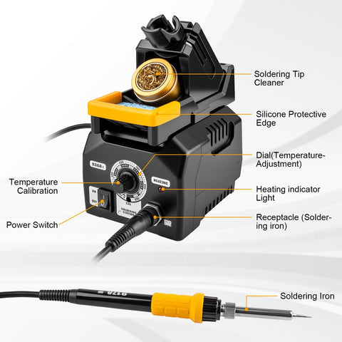 Upgraded Soldering Station Kit With Rapid Heating, ESD Safe Design, Five Replaceable Tips, And 63.5oz Rugged Build for precise electronics work