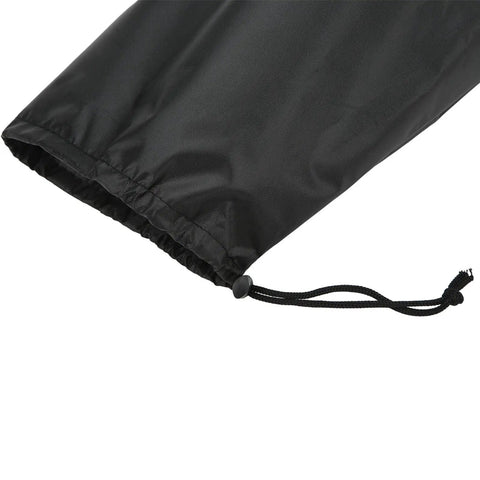 Close-up of Hella Solid EV Charger Port Cover with cinch strap for secure closure, made of black Oxford cloth.