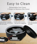 Ultra Quiet 5.3 Inch Desk Fan Portable USB Powered With 2000mAh Battery, disassembled for easy cleaning with steps shown