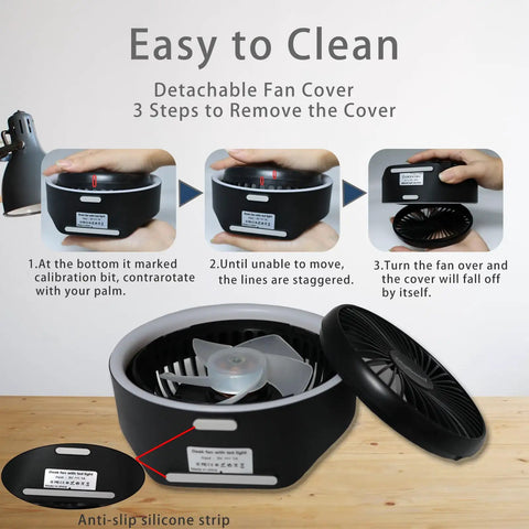 Ultra Quiet 5.3 Inch Desk Fan Portable USB Powered With 2000mAh Battery, disassembled for easy cleaning with steps shown