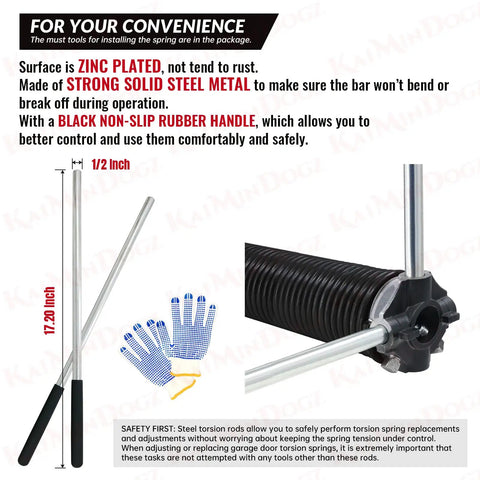 Pair Of 0.225 Inch Wire Size 1.75 Inch Inside Diameter 27 Inch Length Garage Door Torsion Springs Set With Non Slip Winding Bars And Gloves