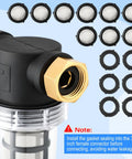 No Nonsense Inline Garden Hose Filter Set With 40 And 100 Mesh Screens, shown with gaskets and connector instruction