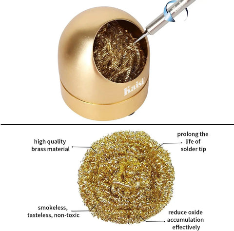 Ultimate Soldering Tip Cleaner Wire And Holder Set With Soft Coiled Brass Includes 3 Cleaning Wires And 1 Holder Smokeless Tip Cleaner For Soldering Irons No Water Needed Improves Tip Temperature Retention And Work Efficiency