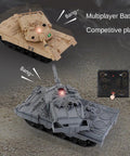 Two Point Four Gigahertz Mini RC Tank Toy With LED Lights Rotating Turret One To Sixty Four Scale battling on rough terrain