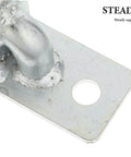 Close-up of Bulletproof Heavy Duty Wall Mount Gate Hinges showing galvanized steel material, designed for outdoor use.