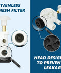 Heavy Duty RV Toilet Water Valve Kit Replacement For Pedal Flush Campers And RV Trailers Featuring Broad Fitment Specs. Stainless mesh filter and leak prevention design.