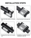 Installation steps for MGN9H Bearing Steel Sliding Carriage Block With Plastic Anti Fall Strip for 9mm rail guide.