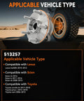 Front Wheel Bearing Hub Assembly 5 Lug With Encoder ABS Ready To Roll, shown with tire for Lexus, Scion, Toyota models.