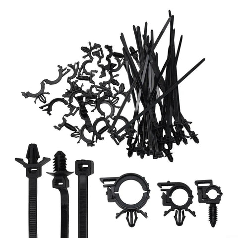 45 Piece Zip Tie And Wire Harness Clip Kit Tames Tangled Wiring Like A Boss With Heavy Duty Push Mount Nylon Fasteners for auto repairs.